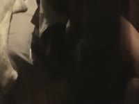Sexy black dog licks and fucks a zoophile pussy